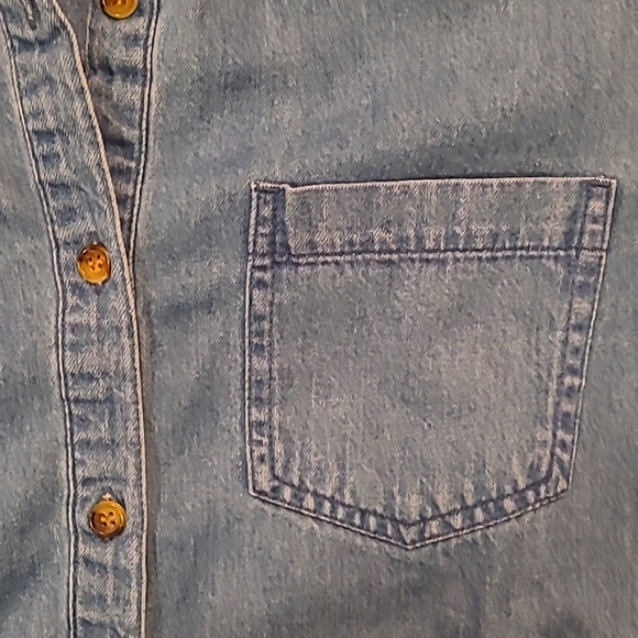 Forever 21 Denim Button-Down Long-Sleeve Top Size Small - Picture 4 of 9